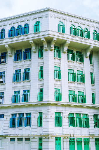 Front of building  with colorful windows in Singapore