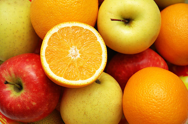 istock Apples and orange at the market stand 92161229
