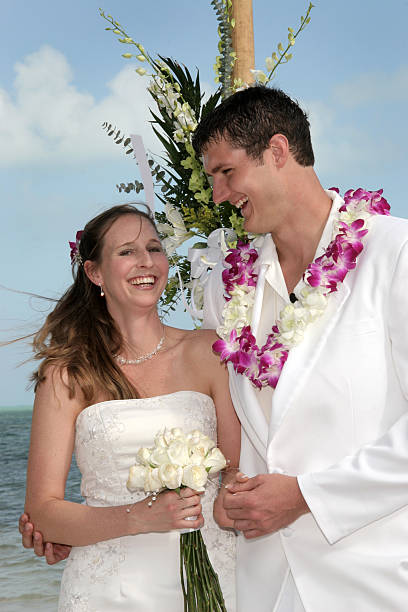 istock Tropical Beach Bride And Groom 92161483