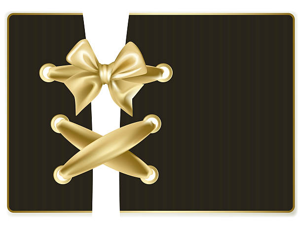 Gold lacing bow vector art illustration