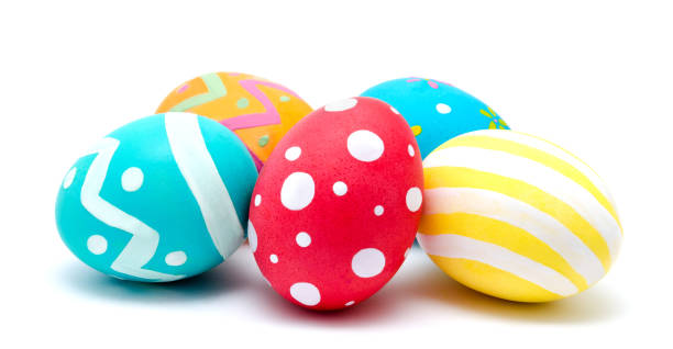 istock Perfect colorful handmade easter eggs isolated on a white 921618096