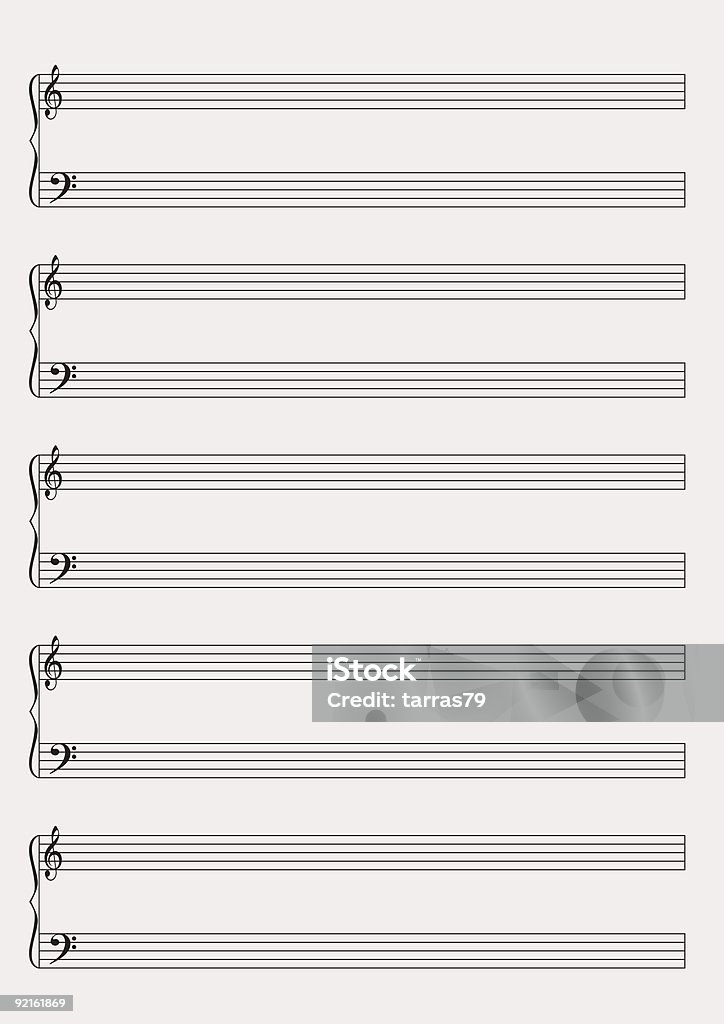 Música notas de papel en blanco - Ilustración de stock de Hoja de Partitura libre de derechos