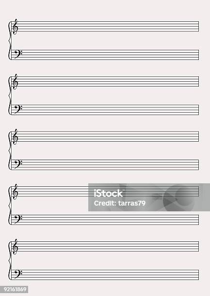 Ilustración de Música Notas De Papel En Blanco y más Vectores Libres de Derechos de Hoja de Partitura - Hoja de Partitura, En blanco, Pentagrama musical