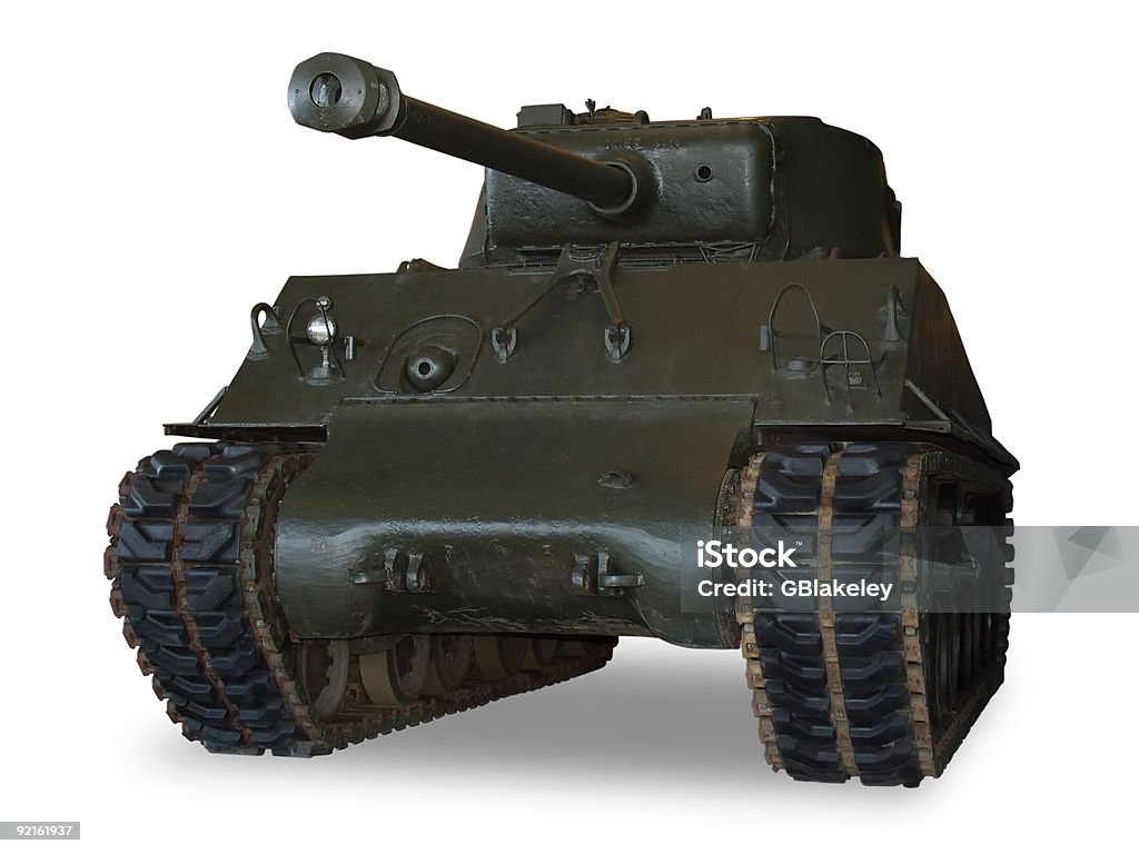 M4 Sherman Tank su bianco - Foto stock royalty-free di Arma da fuoco