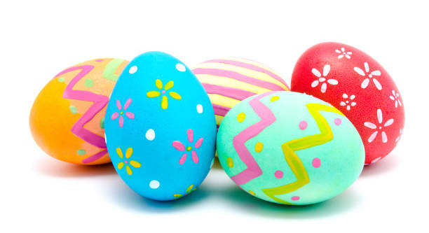 istock Perfect colorful handmade easter eggs isolated on a white 921620456