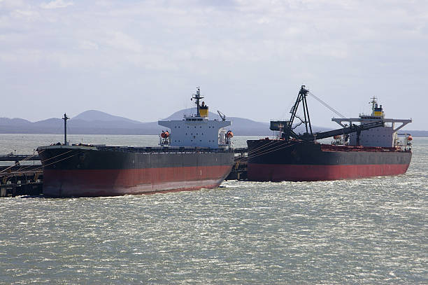 Bulk ships at coal terminal stock photo