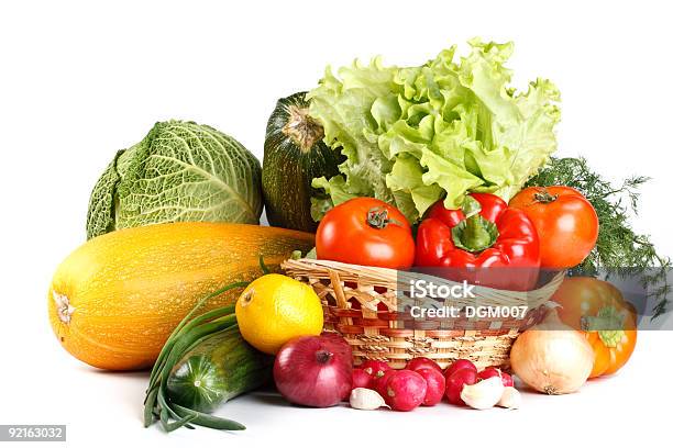 Stilllife With Vegetables Stock Photo - Download Image Now - Basket, Cabbage, Close-up
