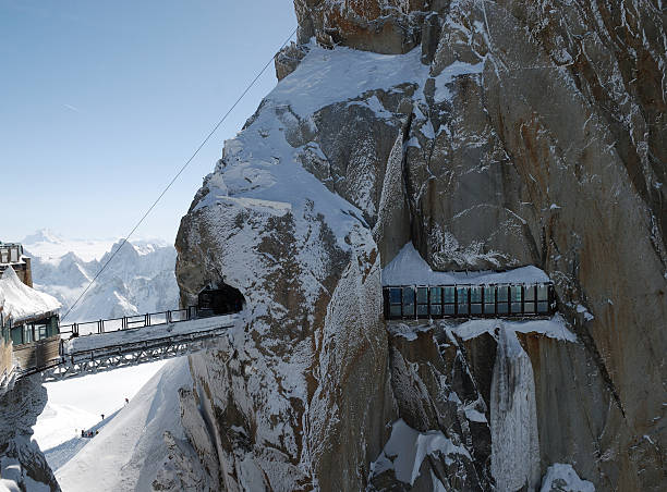 istock Steep mountain with passage and view gallery, Mont Blanc 92163471