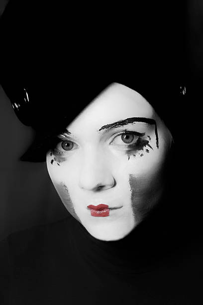 istock Portrait of  sad mime in  hat 92163590