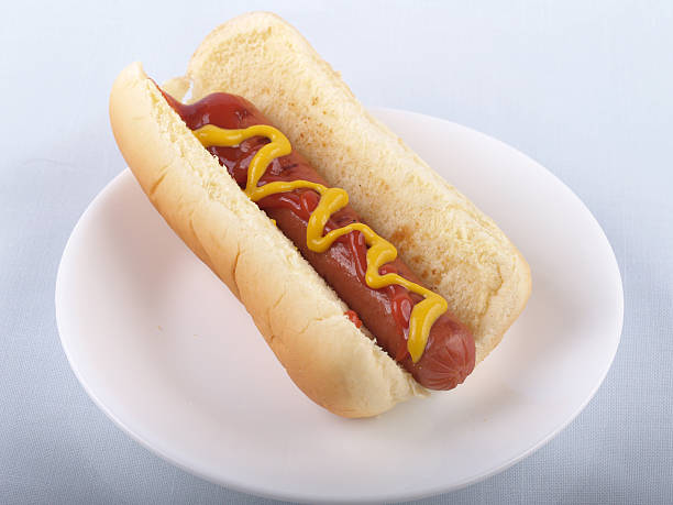 istock Hot Dog with Ketchup and Mustard 92163626
