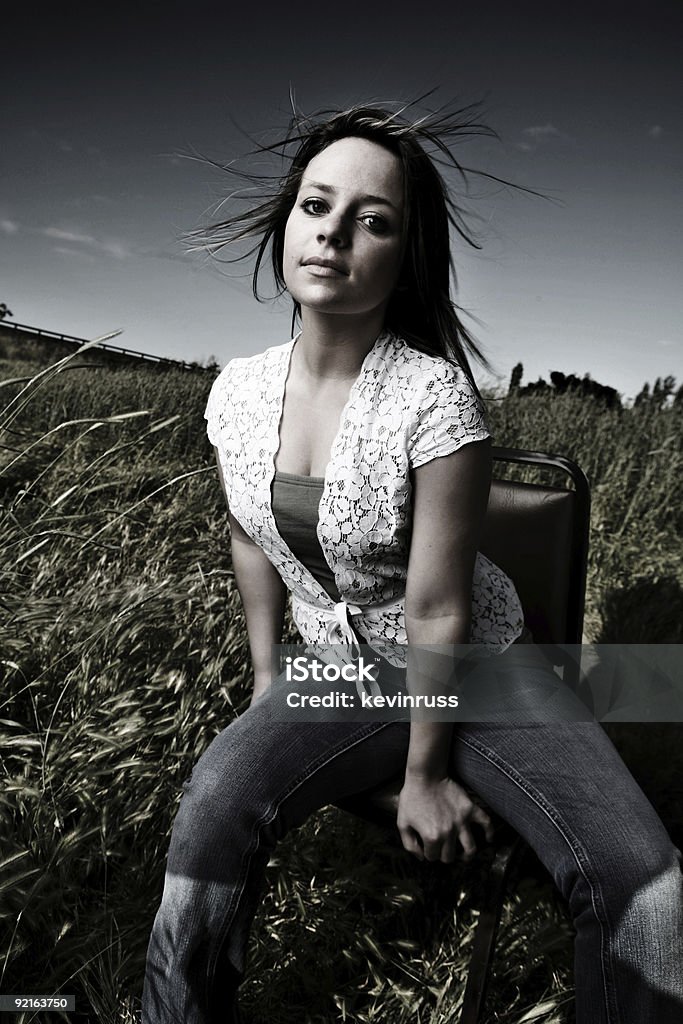 Foto preto e branco de uma mulher Loira - Royalty-free Adolescente Foto de stock