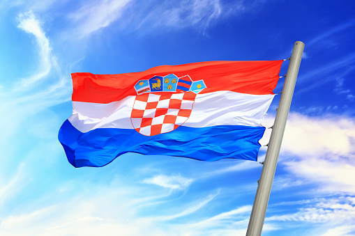 Flag of Croatia against the background of the sky