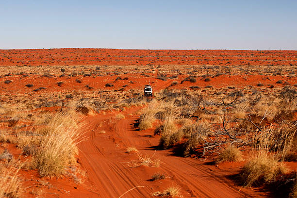 Driving across the Simpson Desert stock photo
