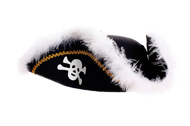 istock black Piracy hat with skull isolated on white 92164435