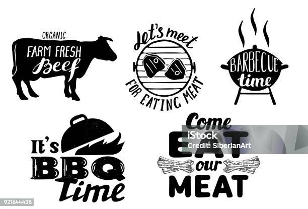 Trendy Meat Quotes Vintage Vector Hand Drawn Illustration Stock Illustration - Download Image Now