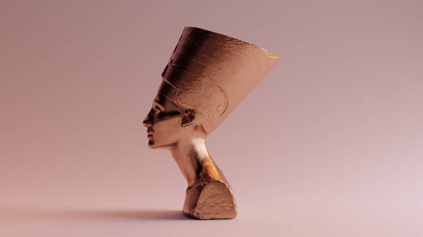 Polished Egyptian Brass Bust of Nefertiti