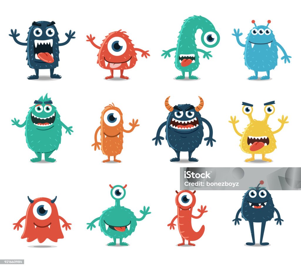 Set of Monsters Isolated on White Background Monster character collection Monster - Fictional Character stock vector