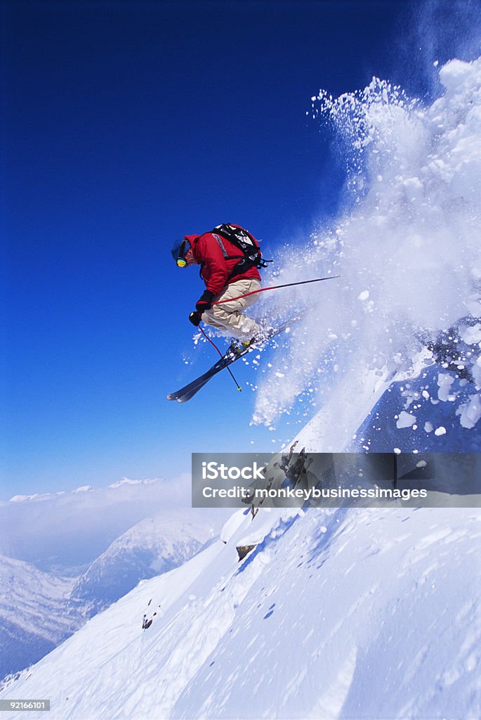 Skifahrer jumping - Lizenzfrei Skifahren Stock-Foto