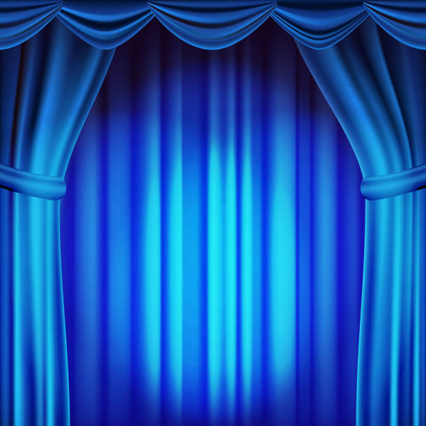 istock Blue Theater Curtain Vector. Theater, Opera Or Cinema Scene. Empty Silk Stage, Blue Scene. Realistic Illustration 921663350