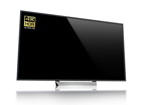 4K Ultra HD TV isolated on white background. 3D illustration.