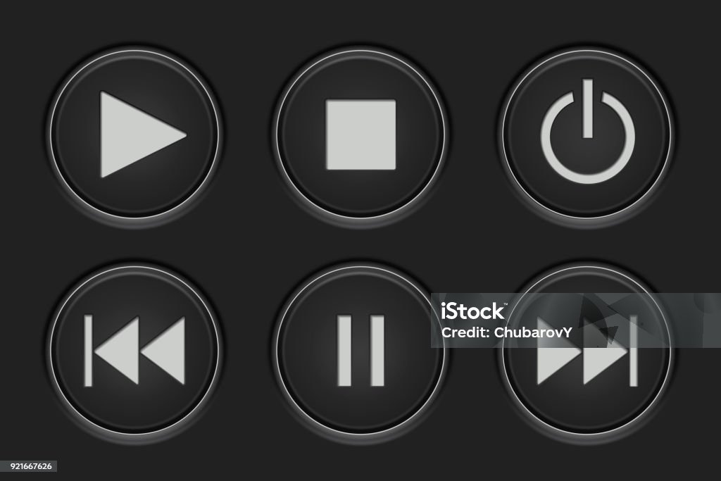 Programable Media Buttons Media Player Buttons Set Stock Illustration - Download Image Now ...