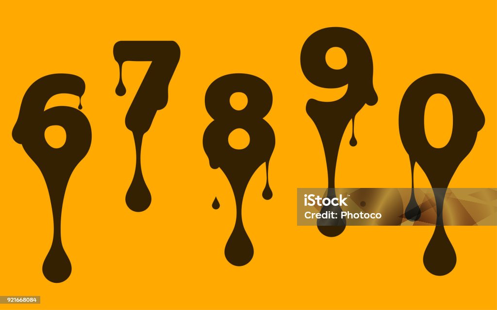 Melted Eight Melted Numbers Stock Illustration - Download Image Now - Chocolate ...