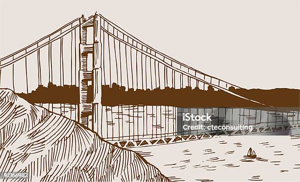 Golden Gate Bridge - Immagini vettoriali stock e altre immagini di Schizzo - Schizzo, Clip art, Composizione orizzontale