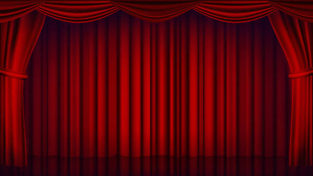 istock Red Theater Curtain Vector. Theater, Opera Or Cinema Closed Scene. Realistic Red Drapes Illustration 921670330