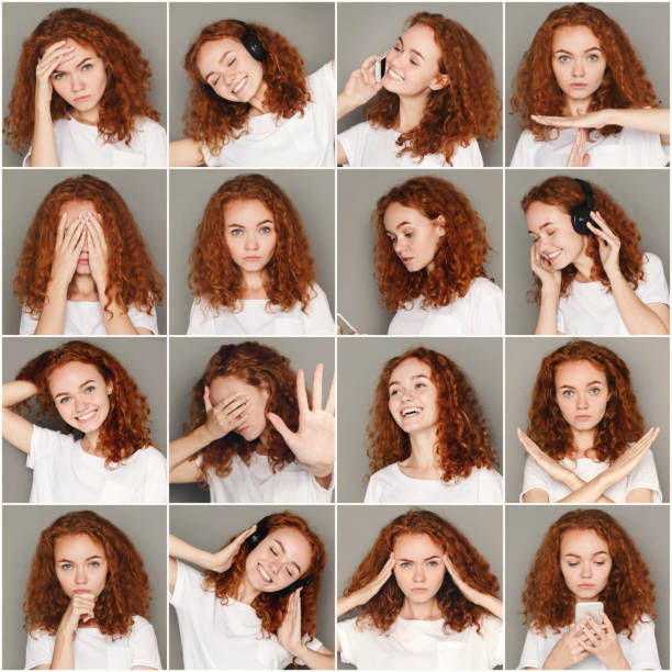 istock Emotions set of young woman at studio background 921670614