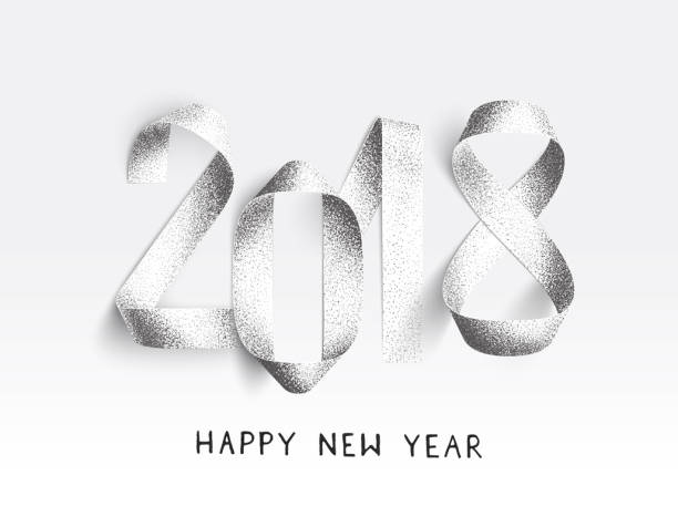 ilustrações de stock, clip art, desenhos animados e ícones de new year 2018 card stippling 3d illustration with realistic shadows - 0 1 year