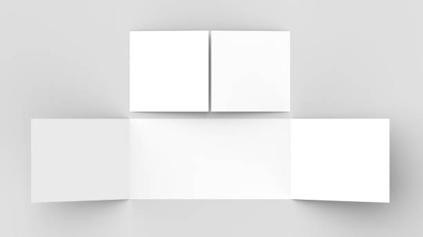 istock Horizontal - landscape gate fold brochure mock up isolated on soft gray background. 3D illustrating. 921680836