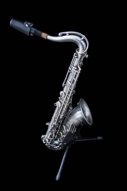 istock Full view of a silver saxophone 921685184