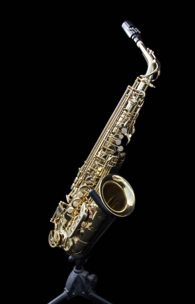 istock Full view of a golden saxophone 921695206