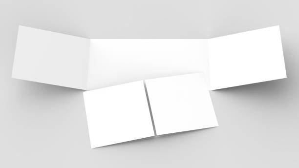 istock Horizontal - landscape gate fold brochure mock up isolated on soft gray background. 3D illustrating. 921696942