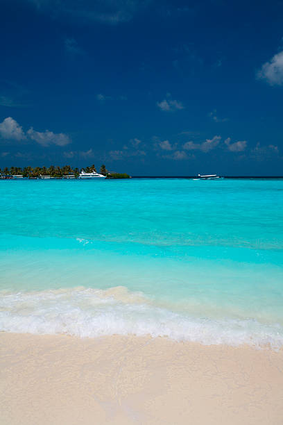 istock Beach view with some boats, south Maldives 92169812