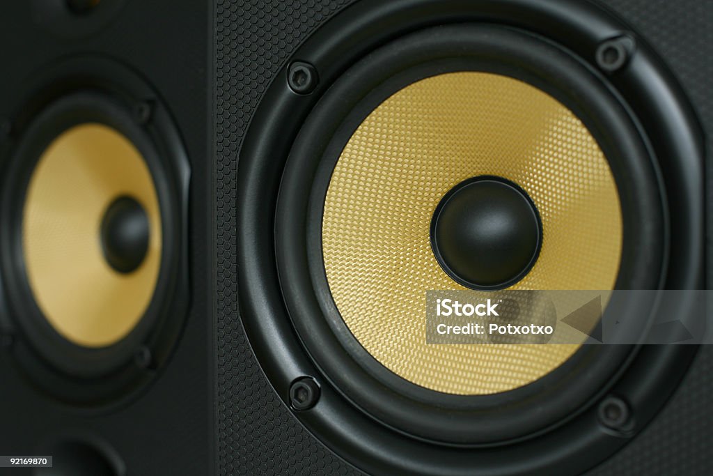 Kevlar amarelo Woofer oradores - Royalty-free Amarelo Foto de stock