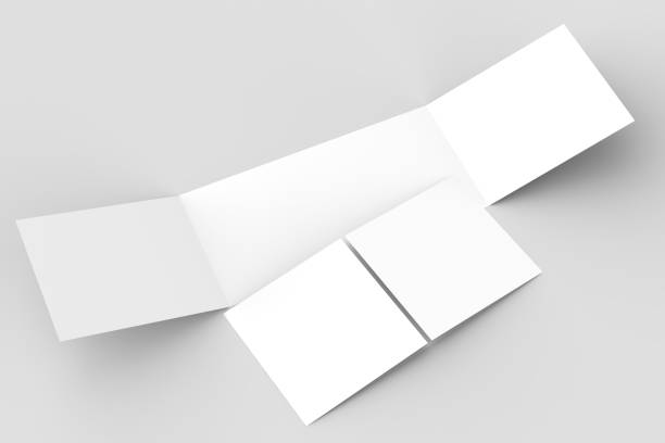 istock Horizontal - landscape gate fold brochure mock up isolated on soft gray background. 3D illustrating. 921698944