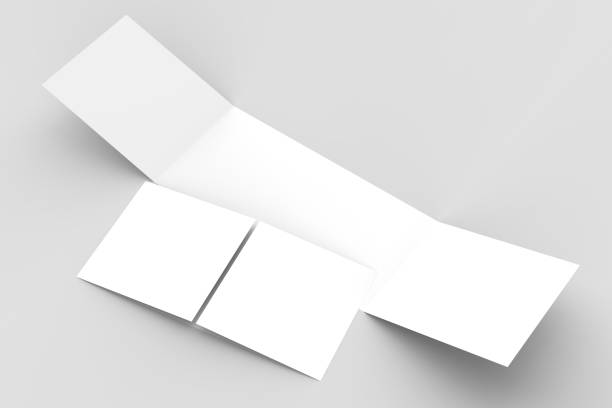 istock Horizontal - landscape gate fold brochure mock up isolated on soft gray background. 3D illustrating. 921699402