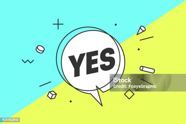 Yes Banner Speech Bubble Stock Illustration - Download Image Now - Ecstatic, Talking, Discussion