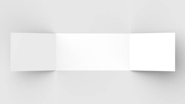 istock Horizontal - landscape gate fold brochure mock up isolated on soft gray background. 3D illustrating. 921702824