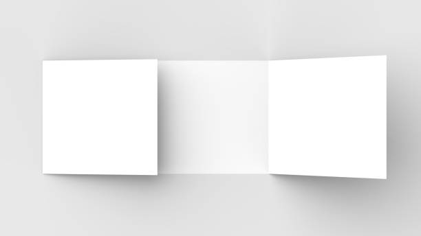 istock Horizontal - landscape gate fold brochure mock up isolated on soft gray background. 3D illustrating. 921703134