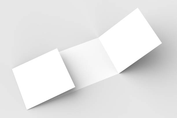istock Horizontal - landscape gate fold brochure mock up isolated on soft gray background. 3D illustrating. 921703374