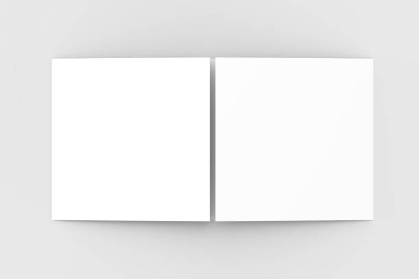 istock Horizontal - landscape gate fold brochure mock up isolated on soft gray background. 3D illustrating. 921703760