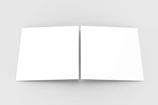 istock Horizontal - landscape gate fold brochure mock up isolated on soft gray background. 3D illustrating. 921703890