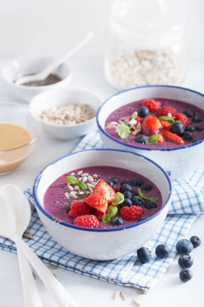 istock healthy berry smoothie bowl with strawberry blueberry raspberry and chia seed 921707174