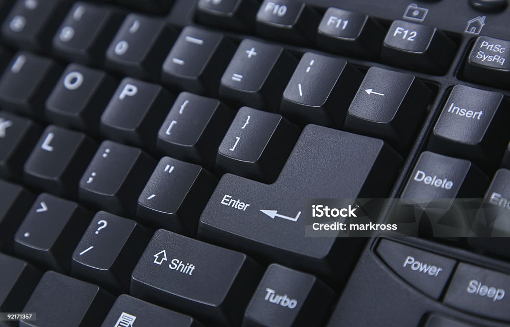 Primer plano de teclado negro - Foto de stock de Blanco - Color libre de derechos