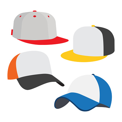 Baseball cap icon set, on white background. Vector illustration