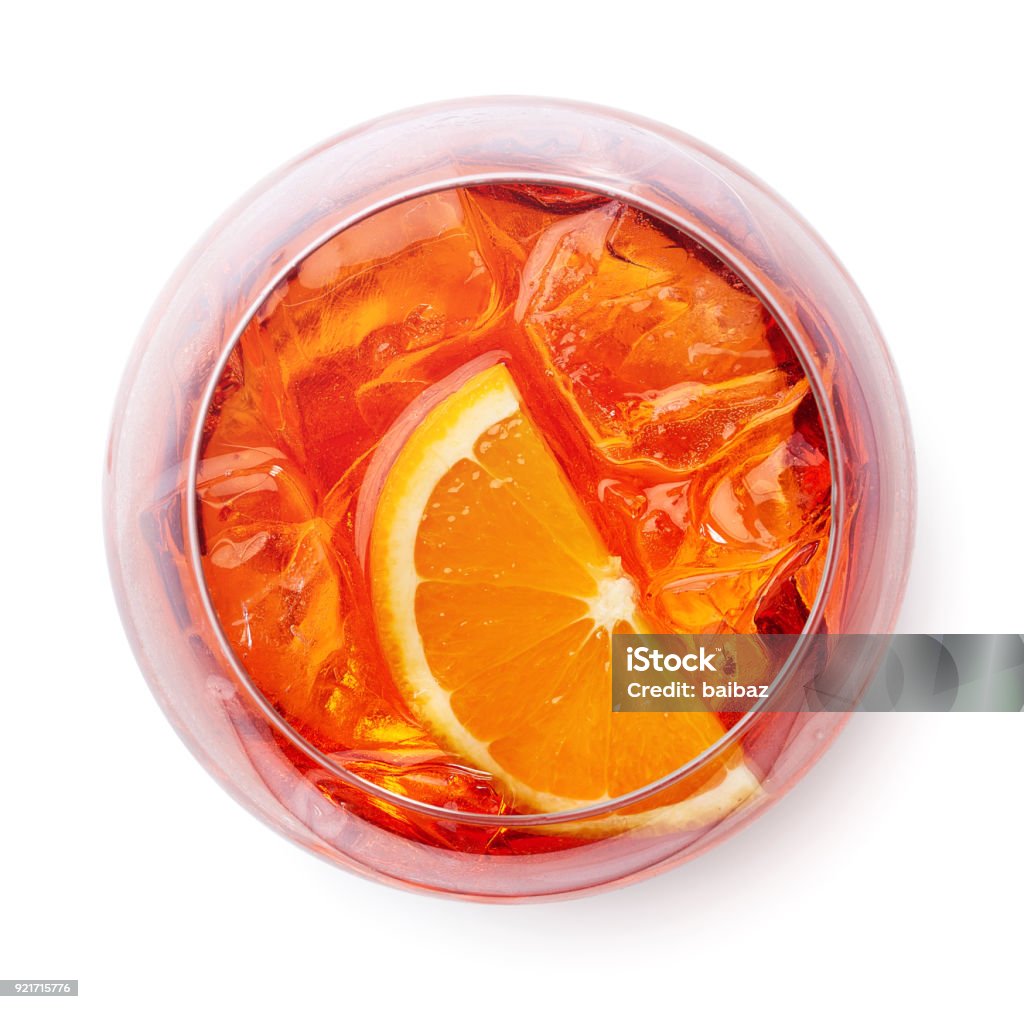 Vidro de Aperol spritz cocktail - Foto de stock de Vista de Cima royalty-free