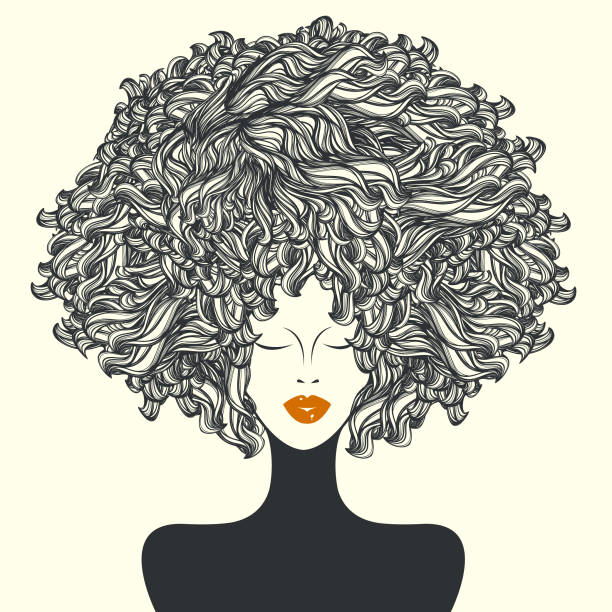 Beautiful Woman With Afro Curly Hair And Nice Makeuphair And Beauty Salon  Illustration Stock Illustration - Download Image Now - iStock