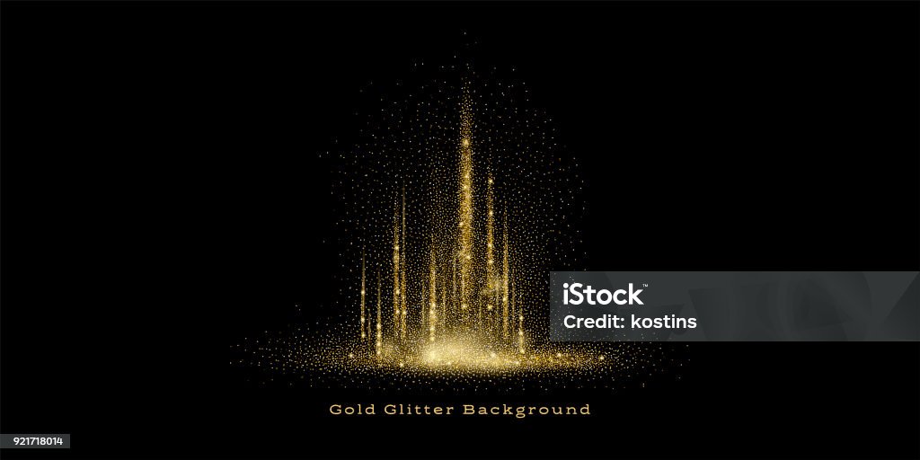 Gold Glitter Background Vector background with gold glitter particles. Flash of light with sparkling texture. Gold - Metal stock vector